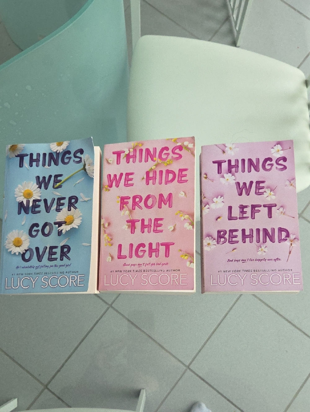 Lucy Score Three-Book Set — Blue & Pink Floral Covers